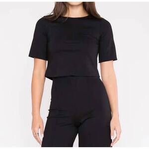 NEW RIPLEY RADER ponte short sleeve top in black